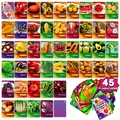 Set of 45 colorful English fruit and vegetable flashcards with a storage ring for toddlers - Realistic Fruits and Veg 45 Sheets