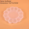 Top view of sunflower-shaped transparent plastic storage box with 13 compartments - Sunflower Shaped Multi-Grid Organizer (15.6x15.6x2cm)