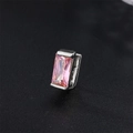Hip hop single tooth grillz with rectangular pink zircon stone in silver finish - Pink Zircon / Silver