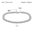 Detailed view of 5mm stainless steel bead bracelet with dimensions and lobster clasp - Lobster Clasp-5mm