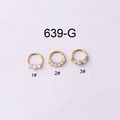 Detailed comparison of gold-plated nose rings with various cubic zirconia settings - 3-Zircon Style (1#) / Gold