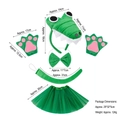 Green crocodile costume set for kids including headband, tutu, paws, tail and bowtie - 3D Crocodile Set + Grass Green Gloves + Grass Green Tutu