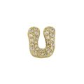 18k gold plated brass letter U pendant with micro-pave cubic zirconia stones - Letter U Pendant-Gold