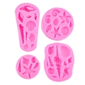 Rosa 4-teiliges Silikonform-Set mit Meeresmotiven wie Seestern Muschel und Seeschnecke - Rosa 4-teiliges Set