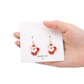 Christmas Santa Claus drop earrings in vibrant red and gold with a white gift card - 15mm Santa Claus