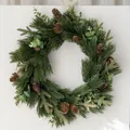 Christmas PE pine wreath with natural brown pine cones for festive home door decoration - Style A (50cm Wreath) / 50cm/0.75kg