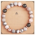 Bracelet fait main en pierres naturelles, cadeau idéal pour un 25ème anniversaire - Bracelet en Pierre de Lave Zébrée Rose + Carte Joyeux 25ème