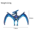 Detail showing blue enamel dragon brooch dimensions 5.0cm height and 7.4cm width - Dark Blue/Bright Blue