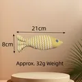 Fischförmiges Plüschtier für Haustiere mit Wellenmuster, 21 cm lang und 32 g schwer - Katzenminze Fisch / Gelb