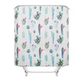 Watercolour cactus print waterproof polyester shower curtain with floral accents - Cactus