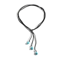 Detail view of Bohemian long cord necklace with three natural turquoise stone beads - N2111-13-1 Black Three Bead Sliding Necklace