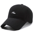 Black cotton baseball cap featuring white Prete embroidery and curved brim in sporty style - Adjustable / Black