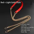 Red PU leather and gold chain shoulder strap for handbags with lobster clasps - Red Leather with Light Gold Chain