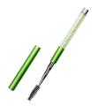 Green eyelash spoolie brush with glittering handle and protective metal cap - Green