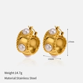 Retro style 18K gold plated stainless steel pearl earrings with weight and size details - Gold Pearl Inlaid Retro Earrings