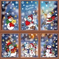 Adesivi per vetrate natalizie con pupazzi di neve e fiocchi per decorazioni di festa - Set da 6 Pezzi Combinazione BQ(392-395)+397+398