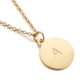 Collier minimaliste en acier inoxydable avec pendentif rond doré portant la lettre A - Lettre A