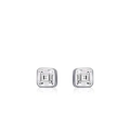 Elegante S925 Sterlingsilber quadratische Ohrstecker mit klarem Zirkonia-Inlay - Einheitsgröße / Silberne Ohrstecker