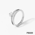 Zilveren roestvrijstalen ring met ronde zirkonia steentjes in eternity-stijl, PB089 - Maat 6 Zilveren Ring (PB089)