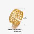 Adjustable 18K gold plated stainless steel ring with hollow braided texture - Adjustable Open / Gold