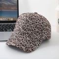 Fashionable leopard print wide brim baseball cap on office desk with urban lifestyle vibe - One Size / Coffee
