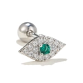 Orecchino a perno occhio del male con zirconi verde smeraldo e pietre trasparenti - Verde/Argento