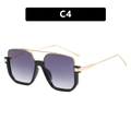 Gafas de sol de piloto oversize con cristales degradados morados y montura negra y oro - Como se muestra / Marco Negro Lente Degradada Púrpura - Patilla Dorada