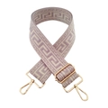 Adjustable wide shoulder strap with purple geometric jacquard and gold metal buckles - Light Purple