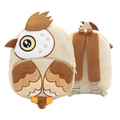 Cute owl cartoon plush kids backpack in beige and brown colors with soft straps - Brown Owl