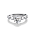 Macro shot of a classic six-prong moissanite ring with side diamonds and adjustable band - Spirit Six-Prong (Classic One Carat)