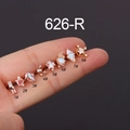 Set mit 8 roségoldenen Knorpelsteckern mit Aurora-Steinen und Sternen an Fingern - Stern und Mond Stil (1#) / Roségold