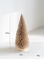 Champagne mini tabletop Christmas tree with white flocking and round wood base - Medium / Champagne