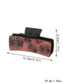 Western style matte black hair claw with red floral pattern, 10.5cm large size - Black Orange-Red Floral Patch (90053)