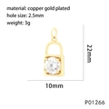 Detail view of heart lock pendant with copper gold plating and precise dimensions - P01266-Gemstone Padlock