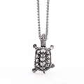 Punk style silver stainless steel turtle pendant necklace with a polished box chain - Spiky Shell Turtle