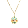 Collana in acciaio inossidabile dorato con occhio greco in smalto colorato e catena a graffetta - Collana Cava Girasole Malocchio (N304233-Colore Oro)