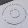 Set in acciaio inossidabile argento con collana e bracciale a maglie incrociate - Bracciale 20CM / Color Acciaio