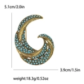 Broche géométrique vintage en or avec strass bleus incluant dimensions et poids - Bleu