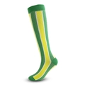 Vertical striped knee-high compression socks in green and yellow knitted fabric - Green Yellow Striped