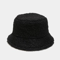 Cappello bucket nero in pile teddy per donna con morbida texture in finta pelliccia - M (56-58cm) / Nero