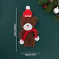 Brown teddy bear plush keychain with red LOVE hat and scarf, 16cm height variant - Brown Teddy Bear with Red Scarf and Love Hat