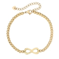 Bracciale minimalista con perline dorate, simbolo dell'infinito lucido e ciondolo a cuore - Oro
