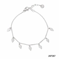 Bracciale in acciaio al titanio argento con sette ciondoli a rombo e chiusura a moschettone - Cavigliera con Pendente a Rombo (JAP387) / Argento