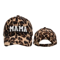 Leopard print MAMA embroidery baseball cap with white towel letters and metal buckle - Corduroy / MAMA-Brown Leopard