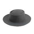 Minimalist dark gray wool felt fedora hat with wide brim and flat top for men and women - Plain / Gray