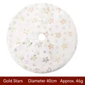 Mini white Christmas tree skirt with gold star patterns and plush texture, 40cm diameter - Gold Pentagram (40cm)