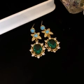 Earrings (Silver Earring Post) Gold-Blue
