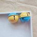 Blue and yellow two-tone 4cm metal bells with star cutouts for crafts and keychains - Yellow Blue