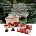 Floral scented candle gift set with red flower candles and luxury camellia packaging - Camellia Scented Box-White Jasmine + Gardenia
