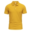 Detailed view of yellow breathable polyester polo shirt fabric with honeycomb texture - Yellow
